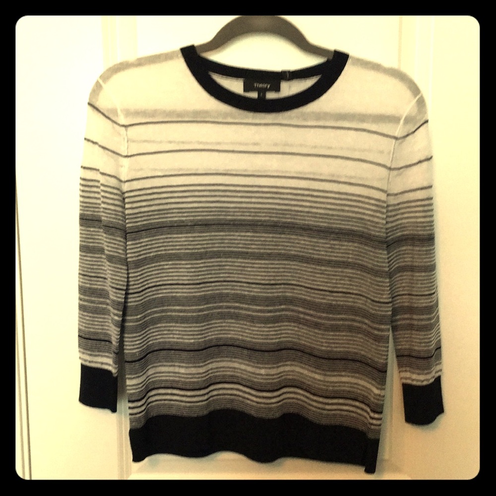 Theory Navy and White Striped Sweater